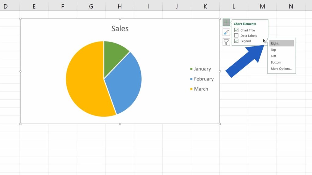 How to Add a Legend in an Excel Chart - options where to place the legend