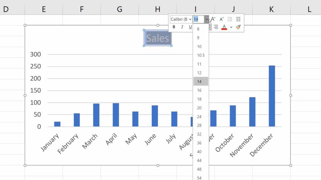 How to Add a Title to a Chart in Excel  - Change the Font Size and Type