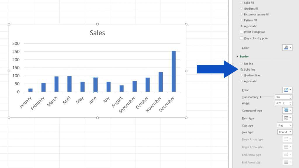 How to Change Chart Colour in Excel - Option - Solid line