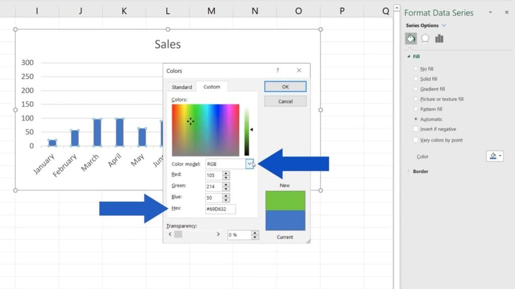 How to Change Chart Colour in Excel - RGB and HEX code