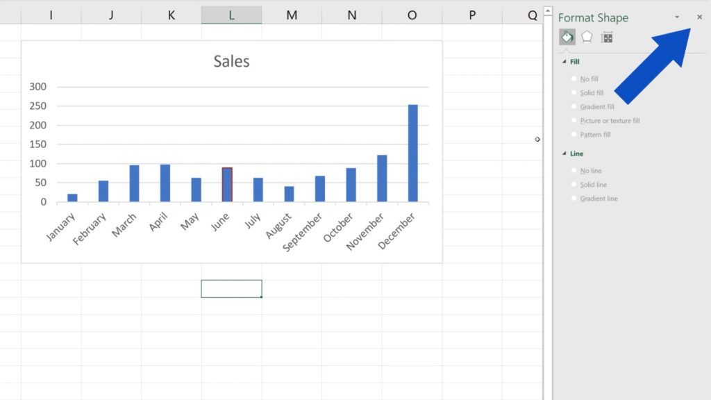 How to Change Chart Colour in Excel - close the pane