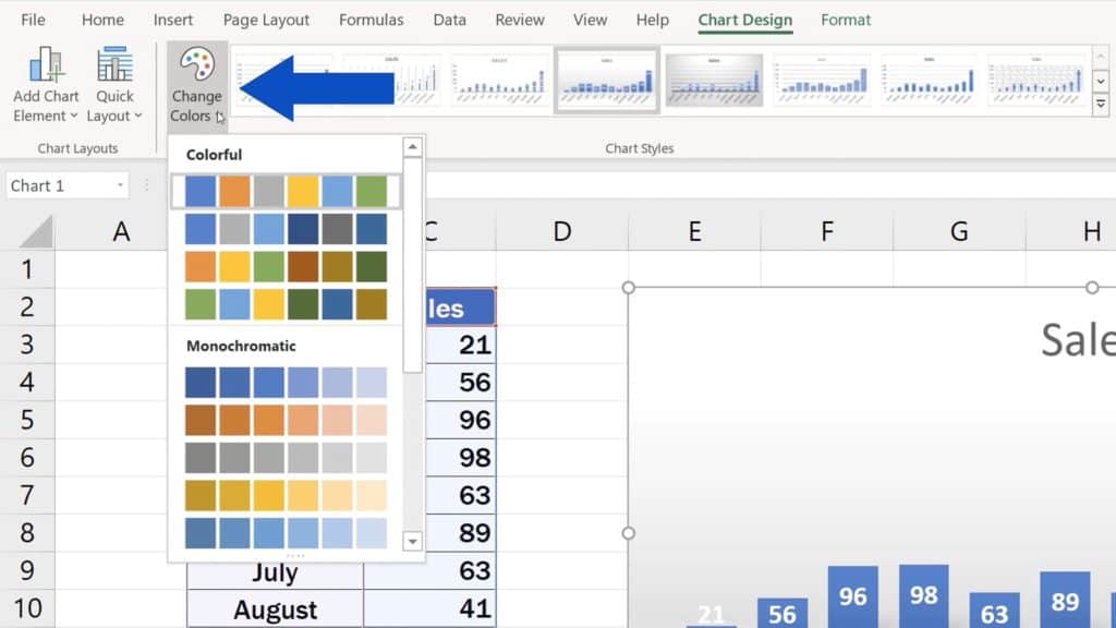 How to Change Chart Style in Excel - Change Chart Color