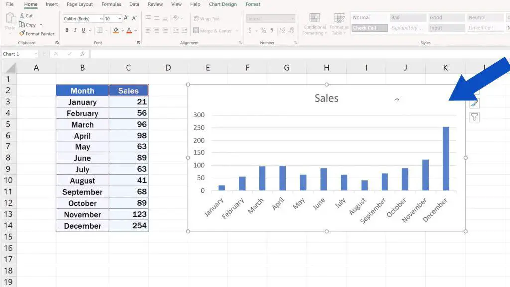 How to Change Chart Style in Excel - Select the Chart