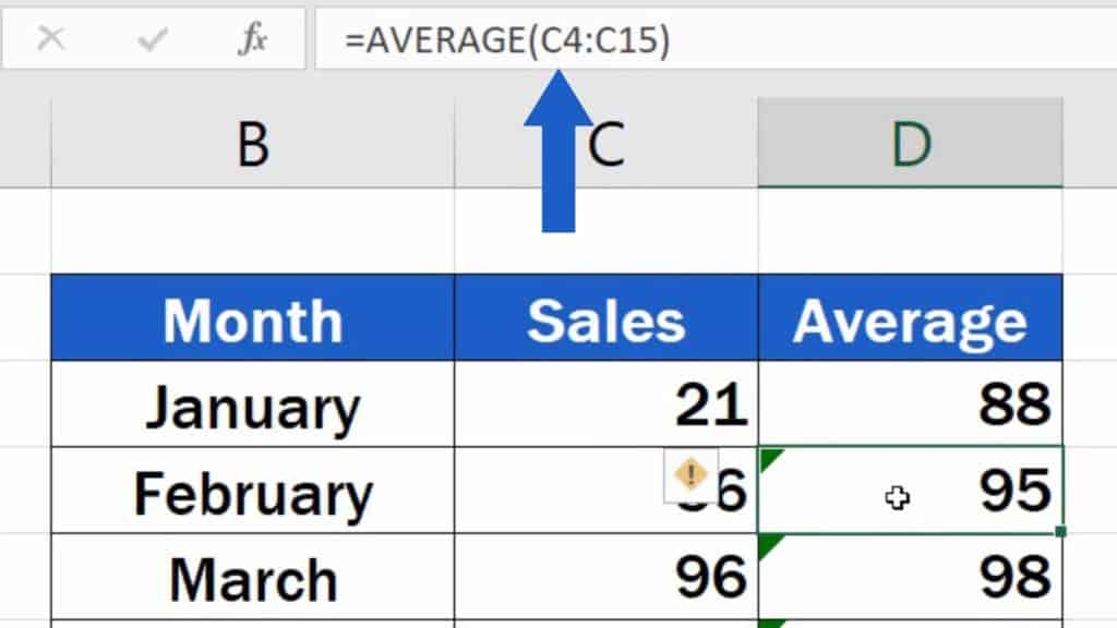 How to Add Average line in Excel Graph - Cell range shifted down by one