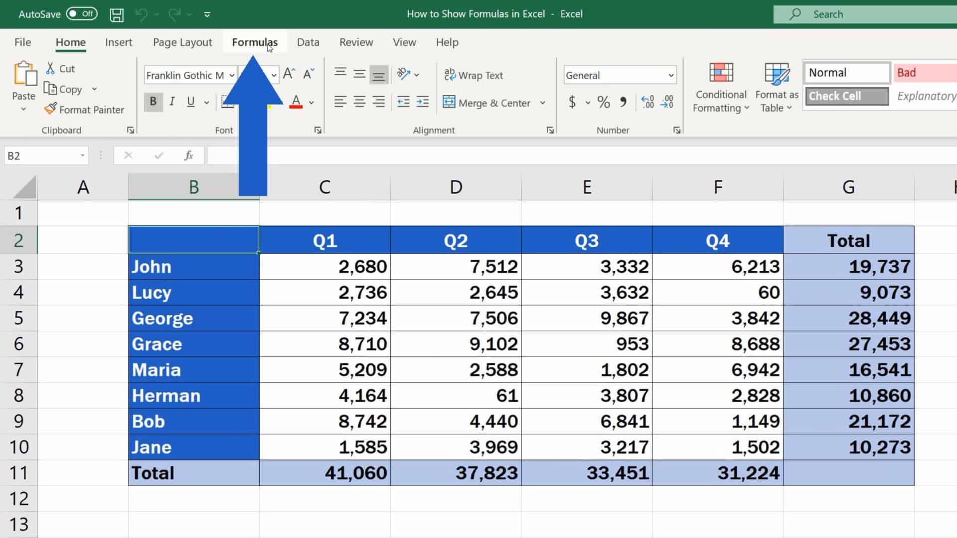 Formulas usadas en excel