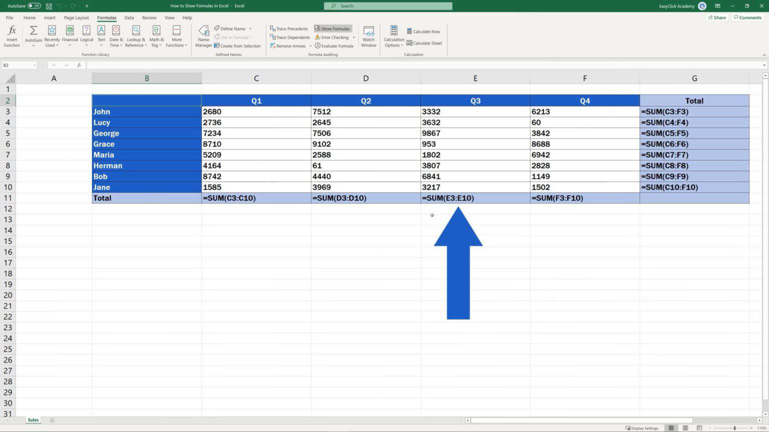 How To Show Formulas In Excel