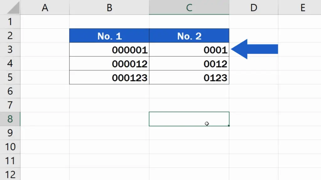 How to Add Leading Zeros in Excel -Added as many zeros in front of the numbers as needed