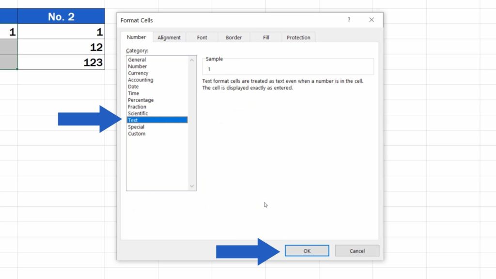 How to Add Leading Zeros in Excel - Format the cells as Text