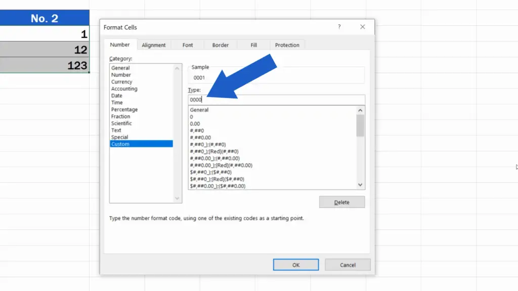 How to Add Leading Zeros in Excel -To display four-digit numbers