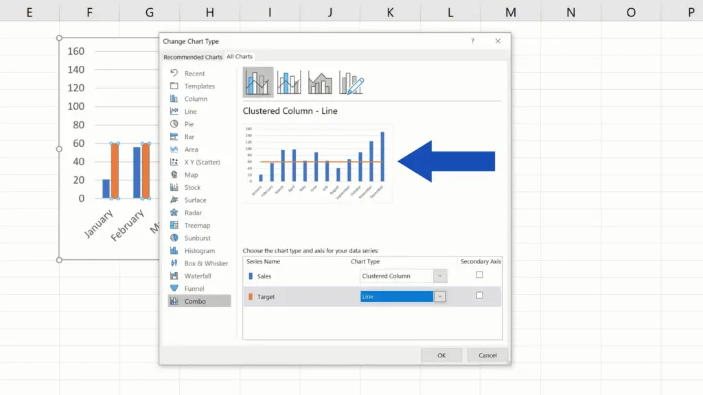 How to Add a Target Line in an Excel Graph - Horizontal Line