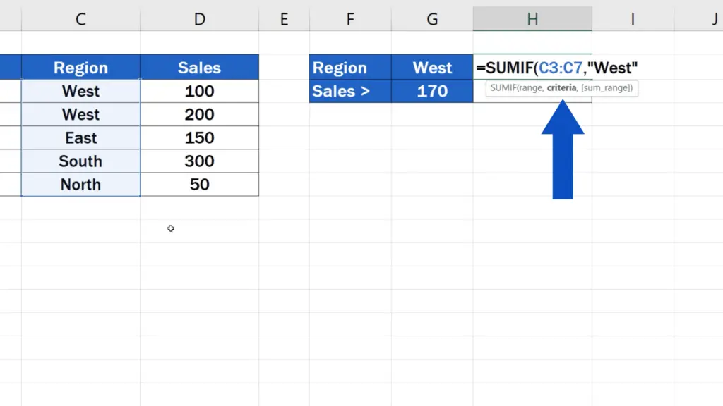 How to Use SUMIF Function in Excel  - SUMIF formula - criteria