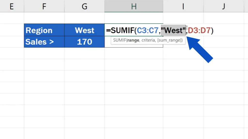 How to Use SUMIF Function in Excel  - adjusting the criteria