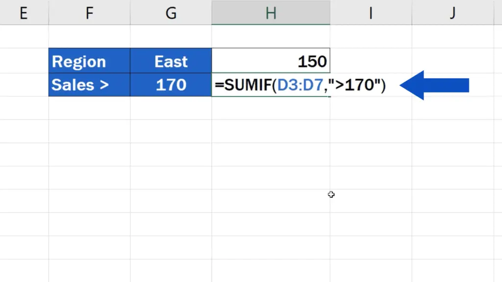 How to Use SUMIF Function in Excel  - comparison criteria