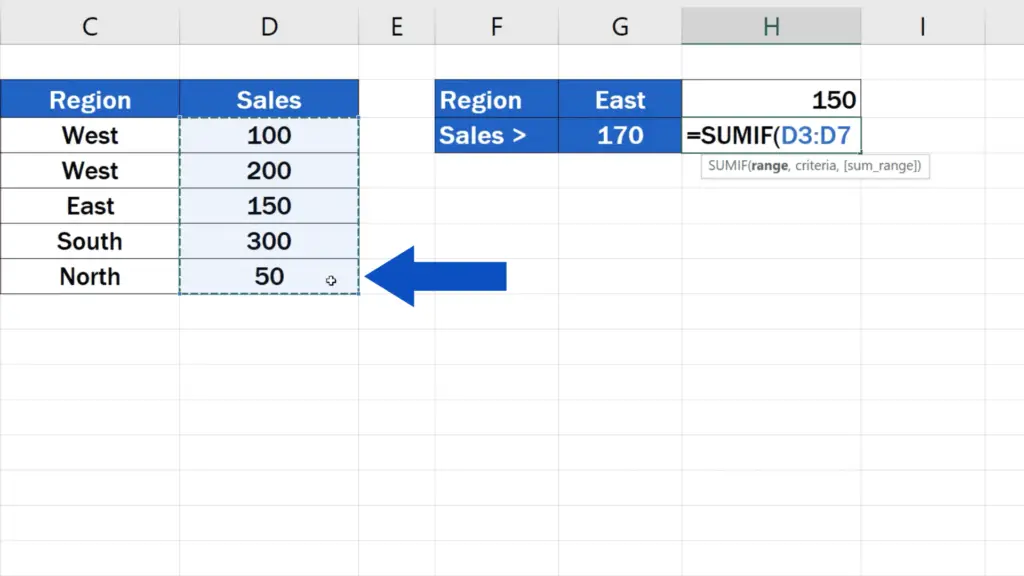 How to Use SUMIF Function in Excel  - use comparison