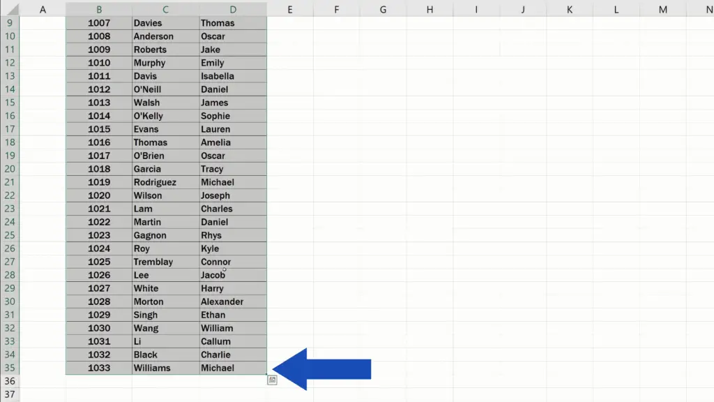 How to Count Words in Excel - Select the Area
