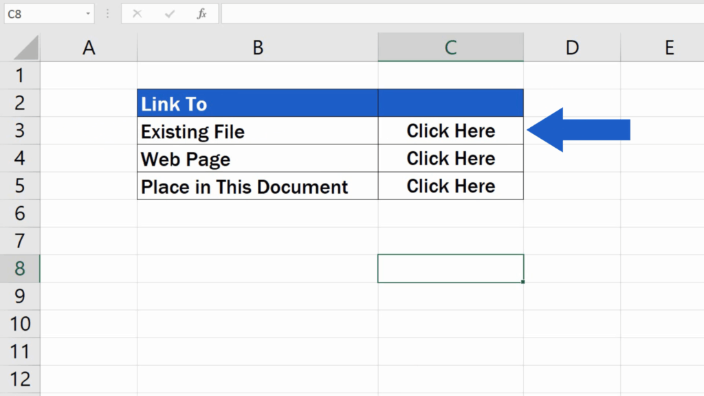 How to Create a Hyperlink in Excel - C3 cell