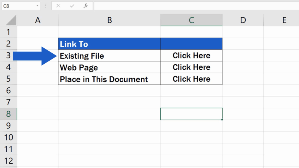 How to Create a Hyperlink in Excel - Existing File
