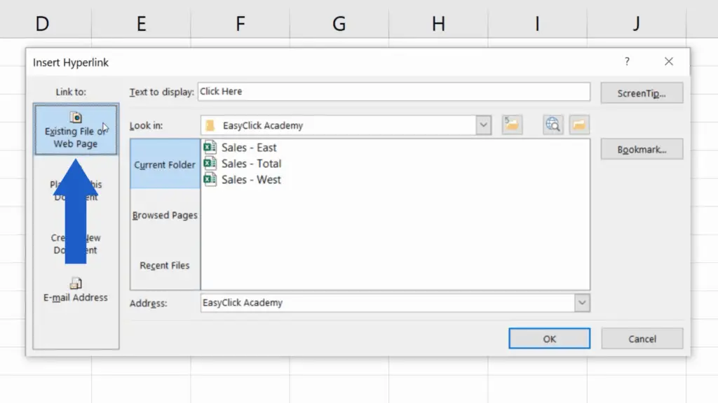How to Create a Hyperlink in Excel - Existing File or Web Page