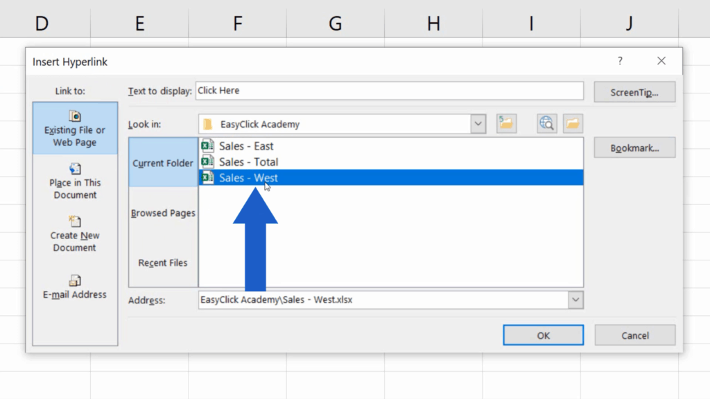 How to Create a Hyperlink in Excel - File Sales - West