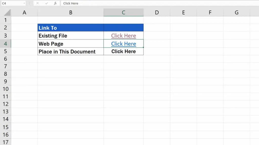 How to Create a Hyperlink in Excel - First Hyperlink - Second Hyperlink