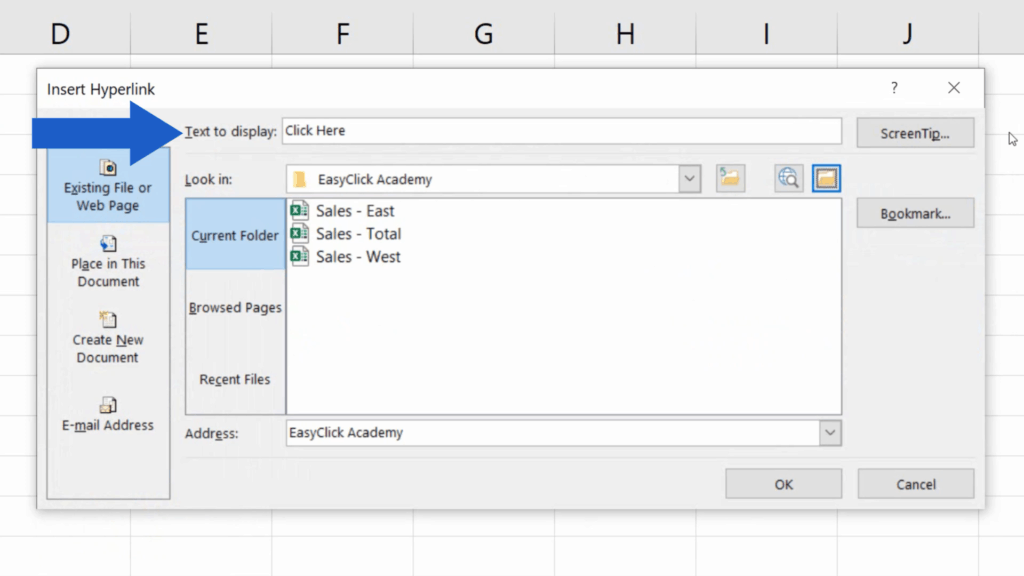 How to Create a Hyperlink in Excel - Text to Display