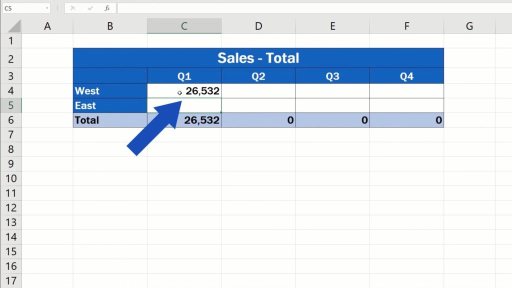 How to Link Cells in Different Excel Spreadsheets - Excel navigated back to the file ‘Sales-Totals’