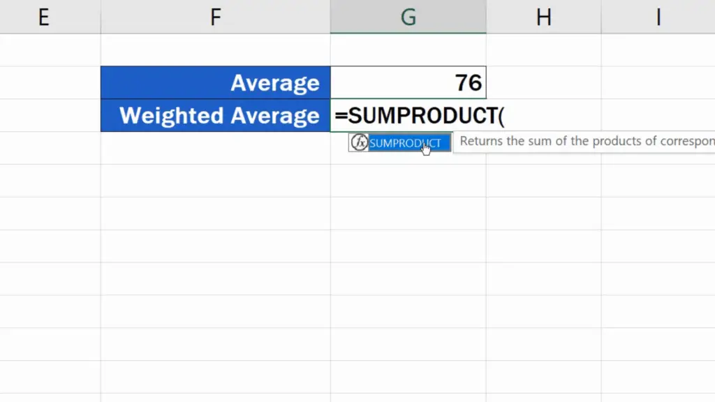 How to Calculate the Weighted Average in Excel - SUMPRODUCT function