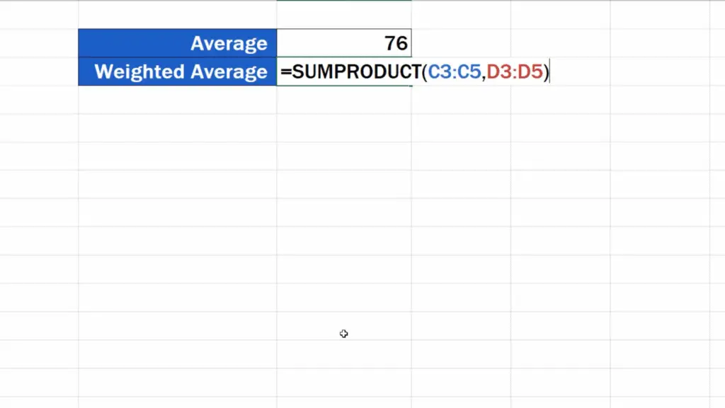 How to Calculate the Weighted Average in Excel -  close brackets