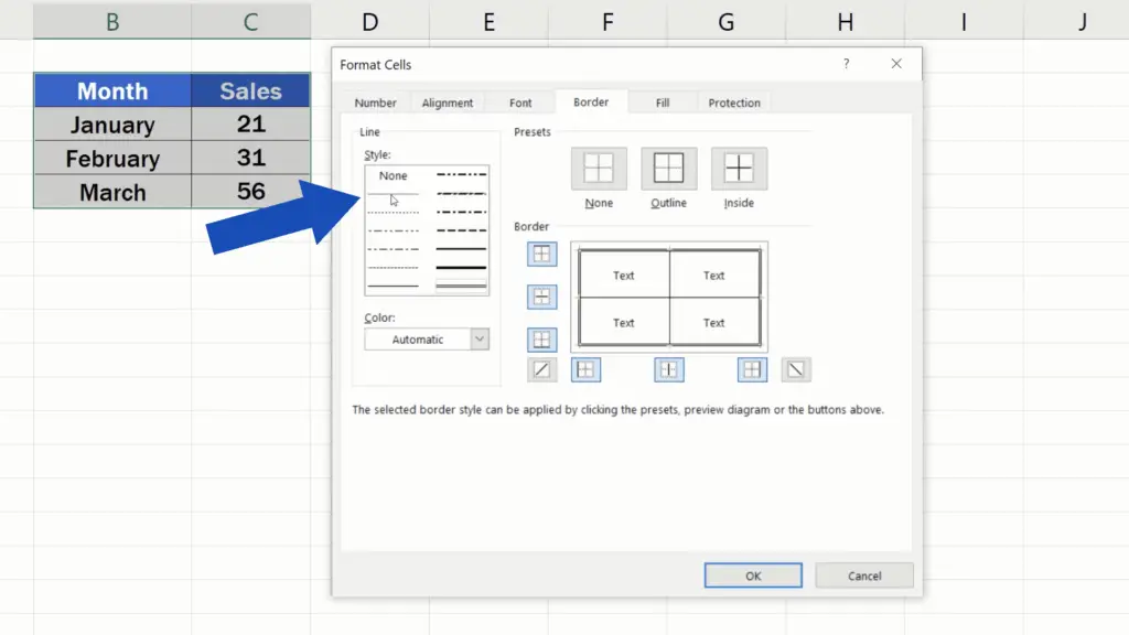 How to Make Borders in Excel - dotted line style inside the table