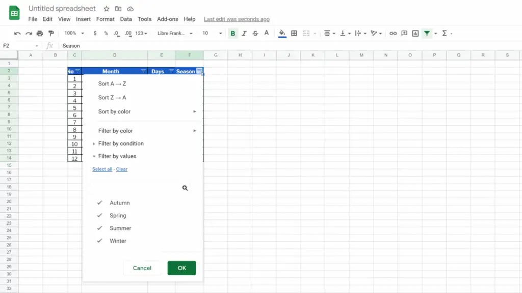 How to Convert Excel to Google Sheets - the feature filter