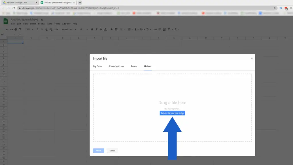 How to Convert Excel to Google Sheets - upload