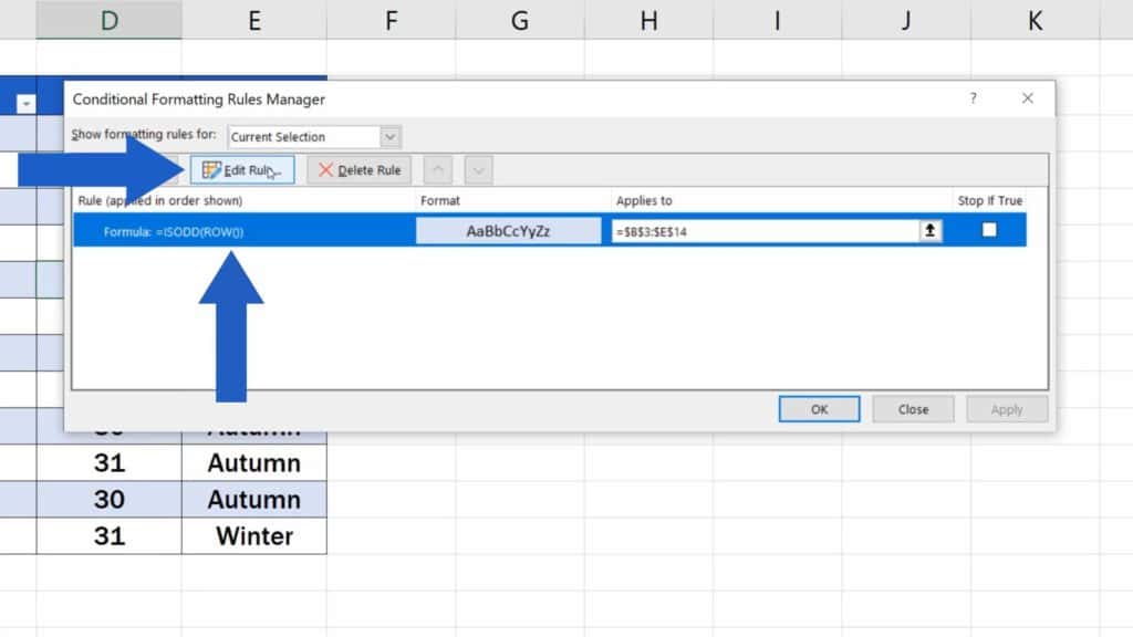 How to Highlight Every Other Row in Excel - edit rule