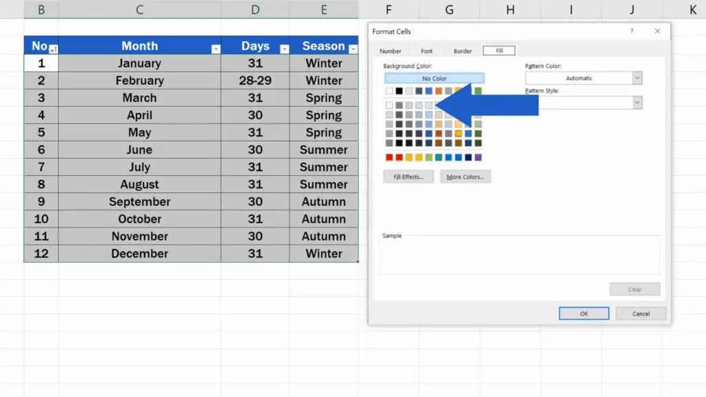 How to Highlight Every Other Row in Excel - fill - light blue