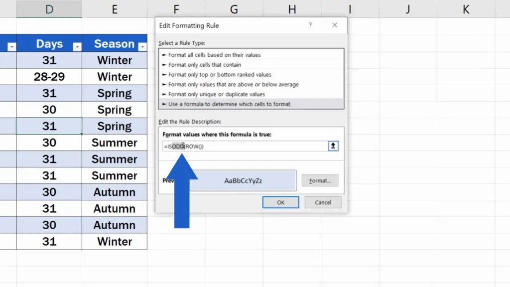 How to Highlight Every Other Row in Excel - overwrite ‘ODD’