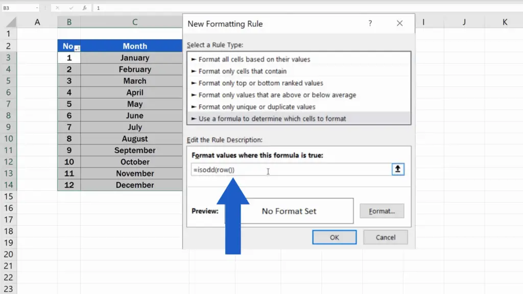 How to Highlight Every Other Row in Excel - the formula ‘ISODD’