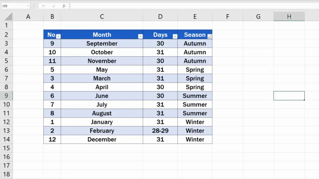 How to Highlight Every Other Row in Excel - use the filter to reorganise the data