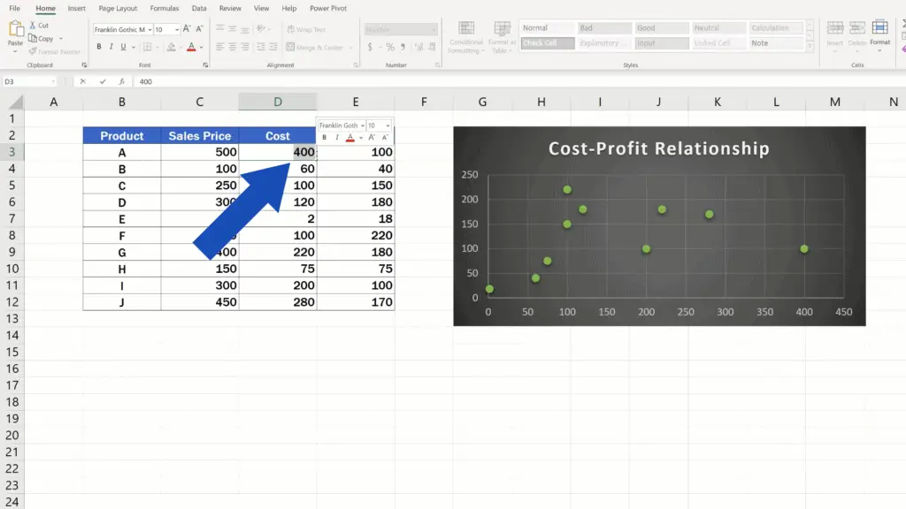 How to Make a Scatter Plot in Excel - dynamic plot