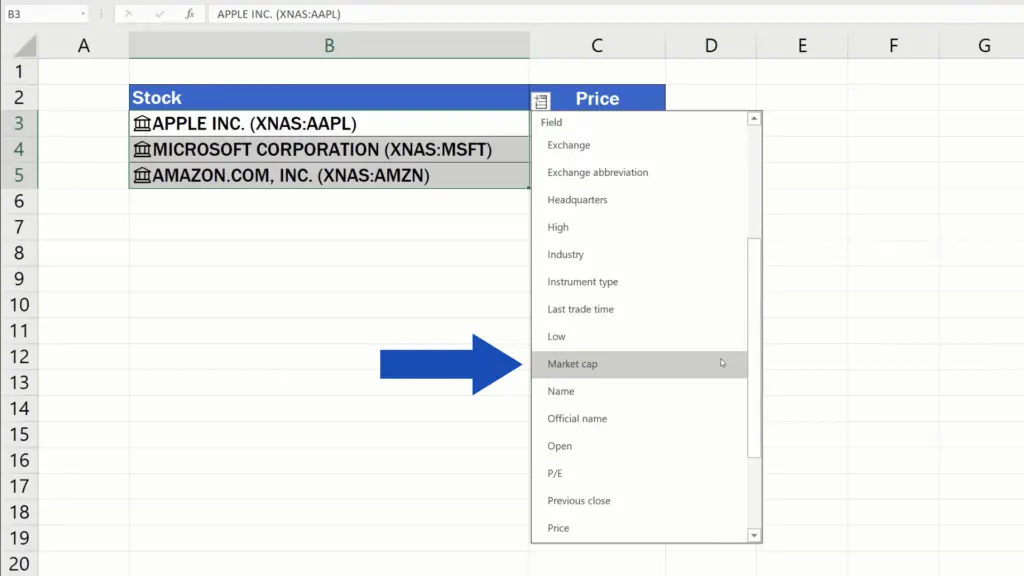 How to Get Stock Prices in Excel - market cup