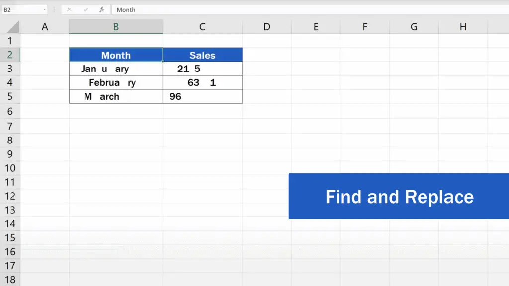 How to Remove Spaces in Excel - Find and Replace Option