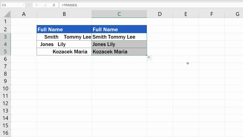 How to Remove Spaces in Excel - copied function