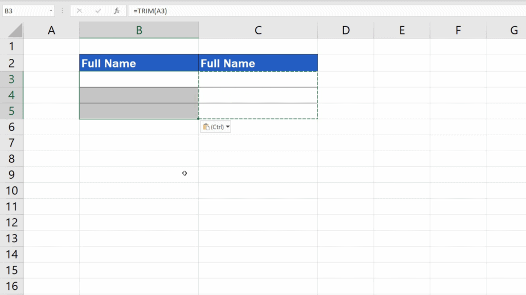 How to Remove Spaces in Excel - empty table