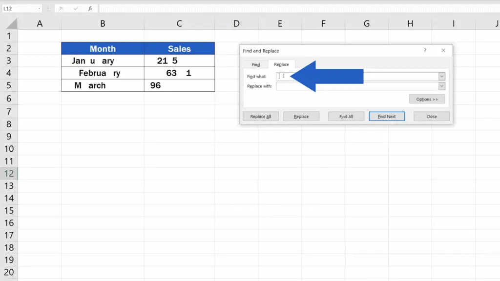 How to Remove Spaces in Excel - find what