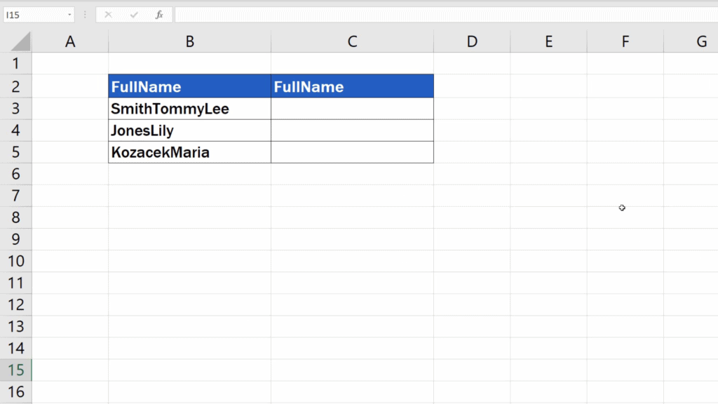 How to Remove Spaces in Excel - names and surnames blended