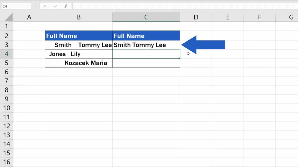 How to Remove Spaces in Excel - redundand spaces been removed