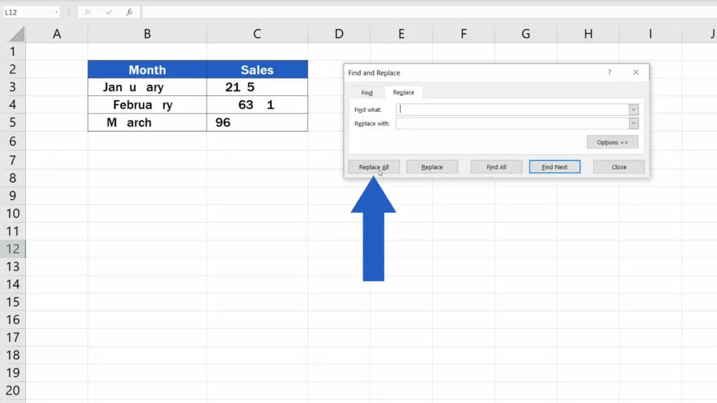 How to Remove Spaces in Excel - replace all