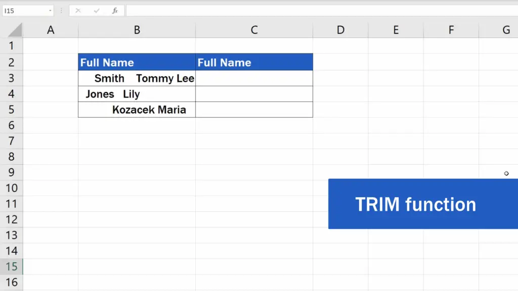 How to Remove Spaces in Excel - trim function