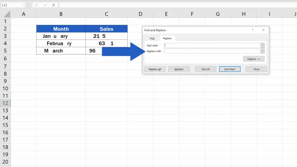 How to remove spaces in excel