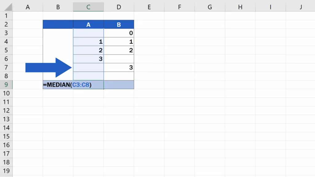 How to Calculate the Median in Excel - Blank Data