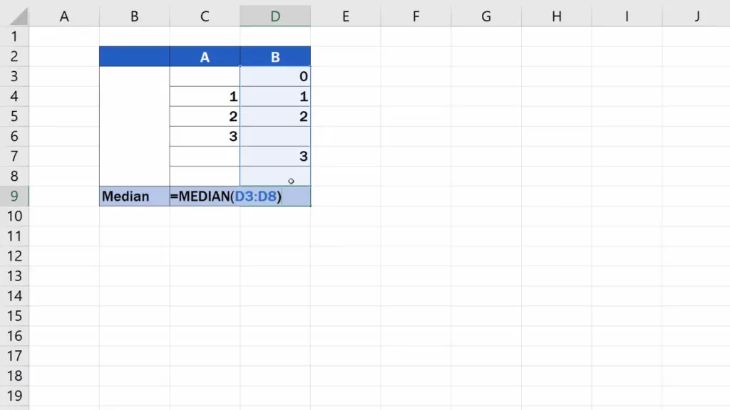 How to Calculate the Median in Excel - calculating the median - B