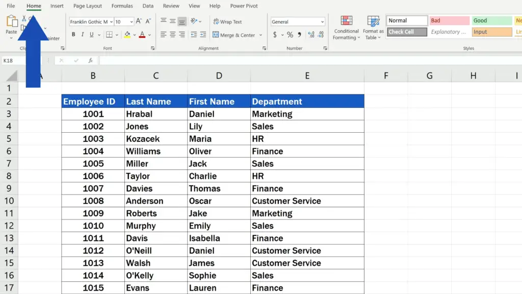 How to Replace Words in Excel - Home Tab